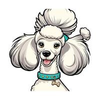 A cartoon poodle dog with a bow on its head vector