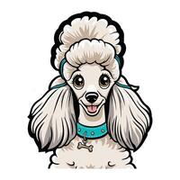 A cartoon poodle dog with a bow on its head vector