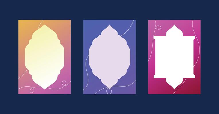 Islamic frames and arches elements for ramadan, arabic oriental style collection