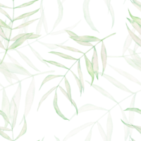 Watercolor seamless pattern with green branch with leaves. Hand drawn print with tropical plant, branch with green leaves. Design and formation of wrapping paper, wallpaper and background. png