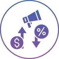 A dollar sign and a megaphone are shown in a circle vector