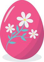 Easter Egg with White Flower Pattern Design vector