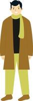 Man Walk in Autumn with Scarf vector