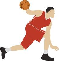 Basketball Player Illustration with Dribbling Gesture vector
