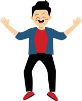Handsome Male Jumping with Happy Expression vector