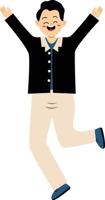 Handsome Male Jumping with Happy Expression