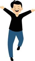 Handsome Male Jumping with Happy Expression vector