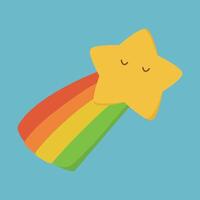 cute rainbow star on blue background for decoration vector