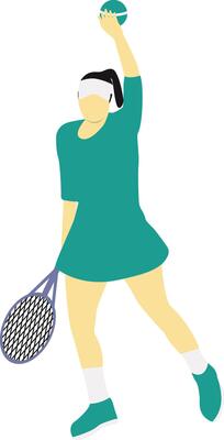 Young Woman Tennis Player Character with Racket
