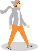 Men Walking with Scarf in Autumn vector