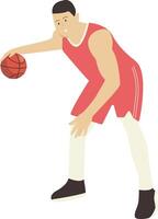 Basketball Player Athletic in Dribble Gesture vector