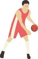 Basketball Player Athletic in Dribble Gesture vector