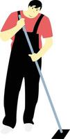 Man Mopping Floor with Apron vector