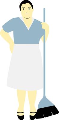 Girl Cleaning Floor with Broom