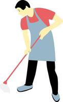 Man Mopping Floor with Apron vector