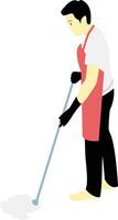 Man Mopping Floor with Apron vector