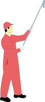 Man Cleaning Window with Squeegee vector