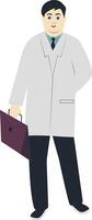 Young Male Doctor in White Coat with Briefcase vector