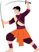 A man in a traditional outfit with a sword vector
