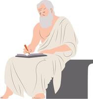 Pythagoras thinking and writing fullbody vector