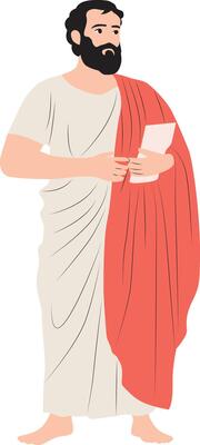 Protagoras fullbody holding paper