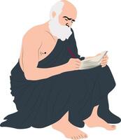 Diogenes of Babylon thinking and writing vector