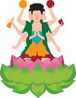 A buddha sitting on a lotus flower vector