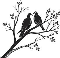 two doves sitting on a branch vector