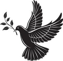Dove with Olive Branch Silhouette Design vector