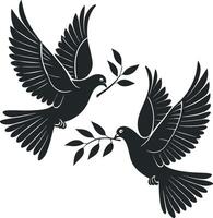 Decorative Dove Silhouette with Olive Branch vector