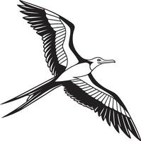 a black and white drawing of a bird flying design vector