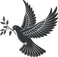 Silhouette of a Dove with Olive Branch Symbol of Peace vector