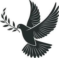 Graceful Dove Silhouette with Olive Branch vector