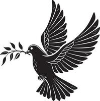 Silhouette of a Dove Carrying Peace Symbol vector