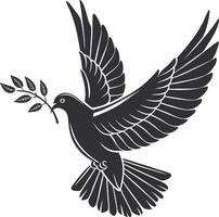Flying Dove Silhouette with Olive Branch vector