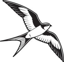 a black and white illustration of a swallow vector