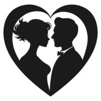Silhouette of a loving pair in harmony vector