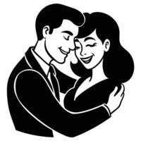 Creative silhouette of couple symbolizing love and unity vector