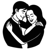 Stylized silhouette of a couple sharing joyful connection vector