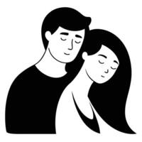 Stylized couple silhouette symbolizing deep affection vector