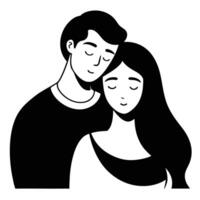 Creative silhouette of a couple representing romantic unity vector