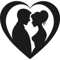 Silhouette of two lovers in love vector