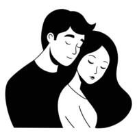 Minimalist silhouette of a couple sharing love and unity vector