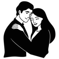 Minimalist silhouette of young couple in romantic pose vector