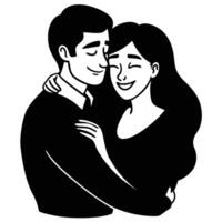 Minimalist art of smiling couple in romantic unity vector