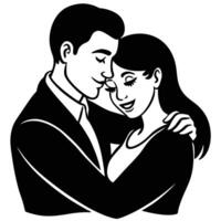 Artistic silhouette of couple representing deep affection vector