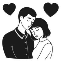 Stylized silhouette of a loving young couple vector