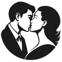 Couple kissing silhouette graphic vector