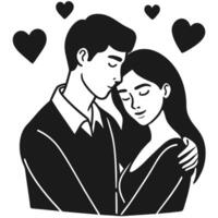 Minimalist silhouette of young couple showing affection vector