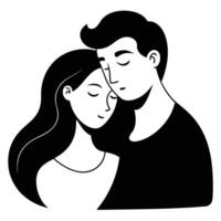 Artistic couple silhouette showcasing romantic connection vector